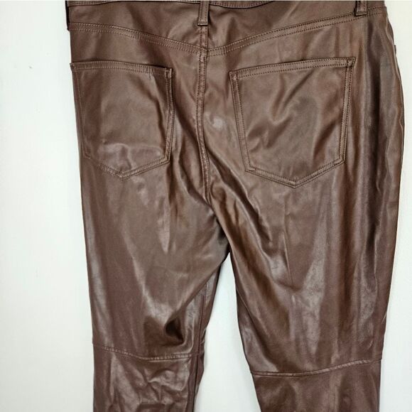 NWT Gap High Rise Vegan Leather Vintage Straight Pant Trouser Espresso Brown 16 - Picture 8 of 14